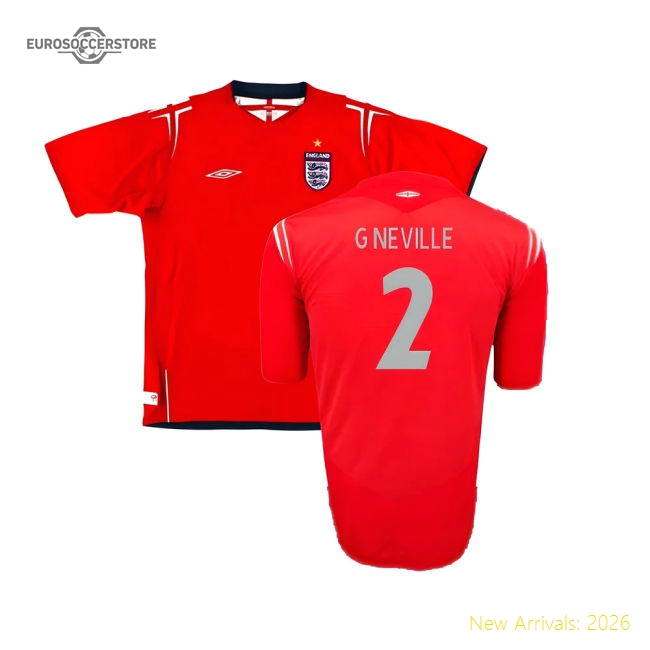 England 2004-06 Away Shirt (2XL) (Excellent) (G Neville 2)-Vantage Point Soccer