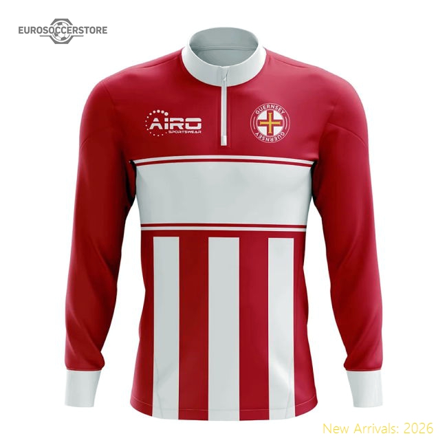Guernsey Concept Football Half Zip Midlayer Top (Red-White)-Vantage Point Soccer