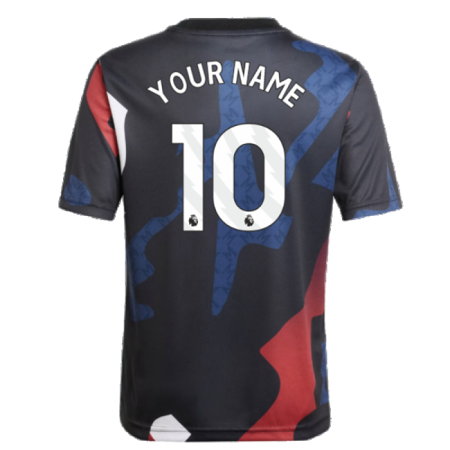 2024-2025 Man Utd Pre-Match Jersey (Black) - Kids (Your Name)-Vantage Point Soccer