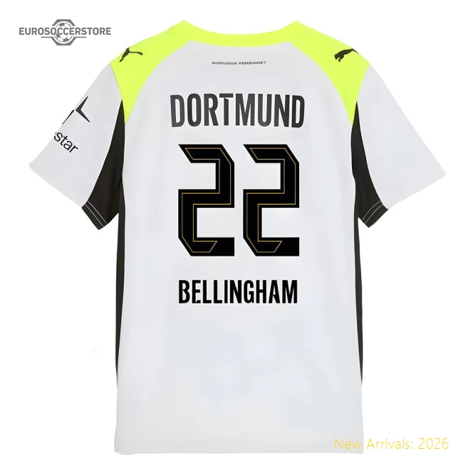 2025-2026 Borussia Dortmund Away Shirt (Kids) (Bellingham 22)-Vantage Point Soccer