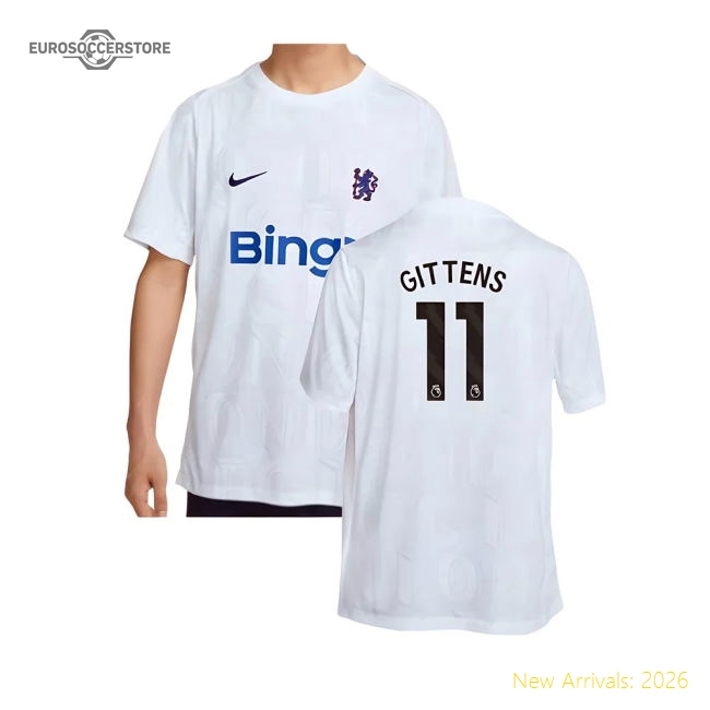 2025-2026 Chelsea Academy Pro Pre-Match Football Top (White) (Gittens 11)-Vantage Point Soccer