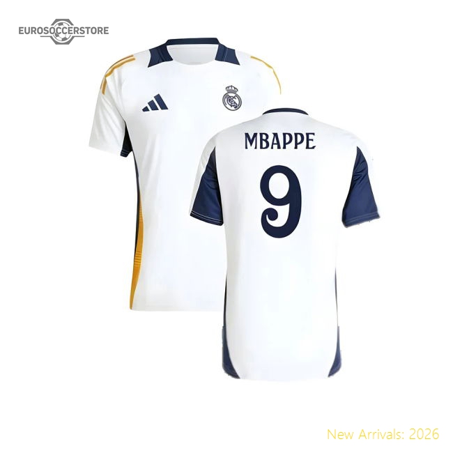 2024-2025 Real Madrid Training Tee (White) (Mbappe 9)-Vantage Point Soccer