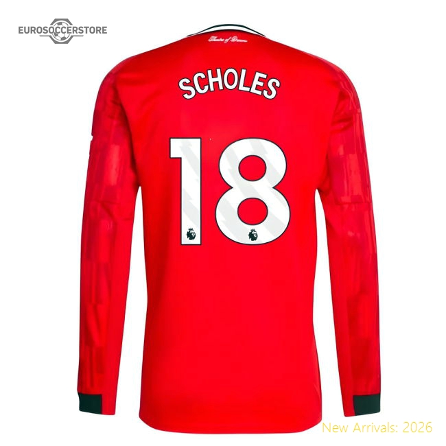 2025-2026 Man Utd Long Sleeve Home Shirt (Scholes 18)-Vantage Point Soccer