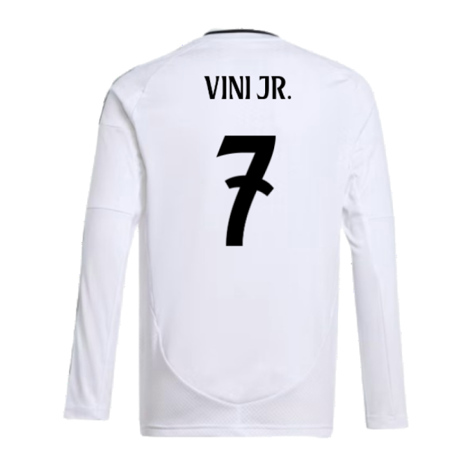 2024-2025 Real Madrid Long Sleeve Home Shirt (Kids) (Vini Jr. 7)-Vantage Point Soccer