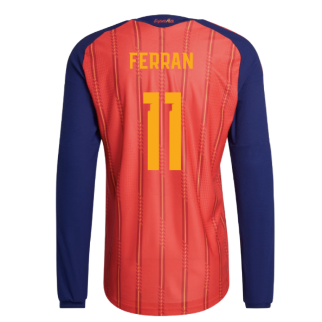2026-2027 Spain Authentic Long Sleeve Home Shirt (Ferran 11)-Vantage Point Soccer