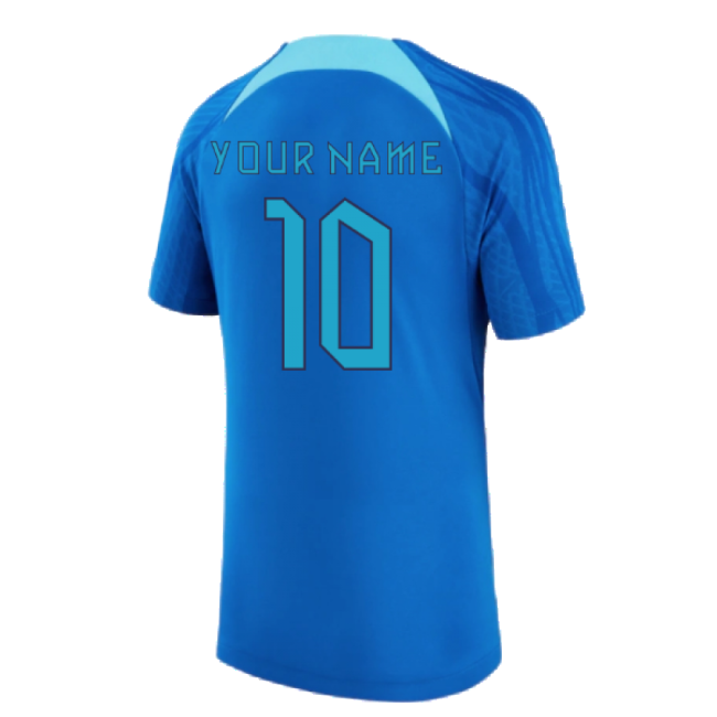 2022-2023 England Strike Dri-FIT Training Shirt (Blue) (Your Name)-Vantage Point Soccer