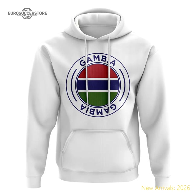 Gambia Football Badge Hoodie (White)-Vantage Point Soccer