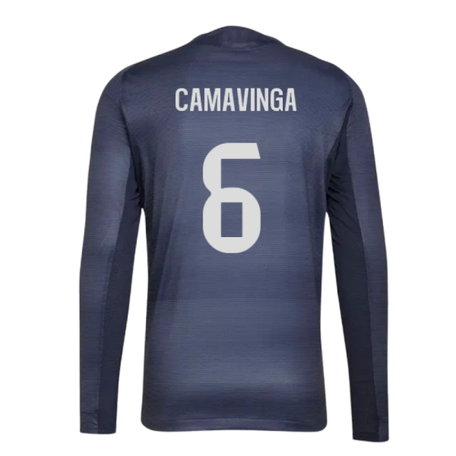 2025-2026 Real Madrid Long Sleeve Away Shirt (Camavinga 6)-Vantage Point Soccer