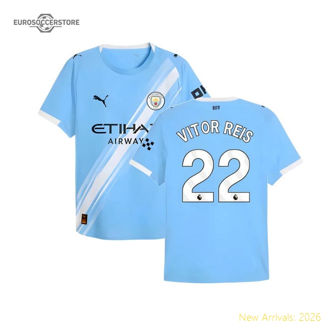 2025-2026 Man City Authentic Home Shirt (Vitor Reis 22)-Vantage Point Soccer