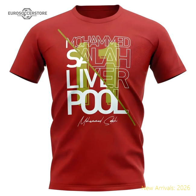 Mo Salah Liverpool Graphic Signature T-Shirt (Red)-Vantage Point Soccer