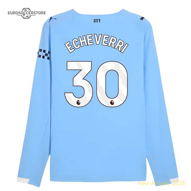 2025-2026 Man City Authentic Long Sleeve Home Shirt (Echeverri 30)-Vantage Point Soccer