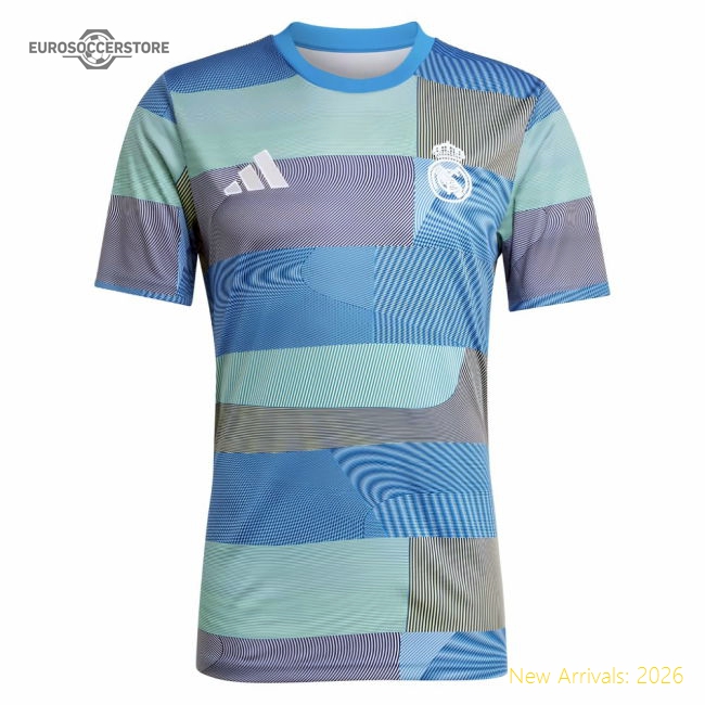 2025-2026 Real Madrid Pre-Match Shirt (Blue)-Vantage Point Soccer
