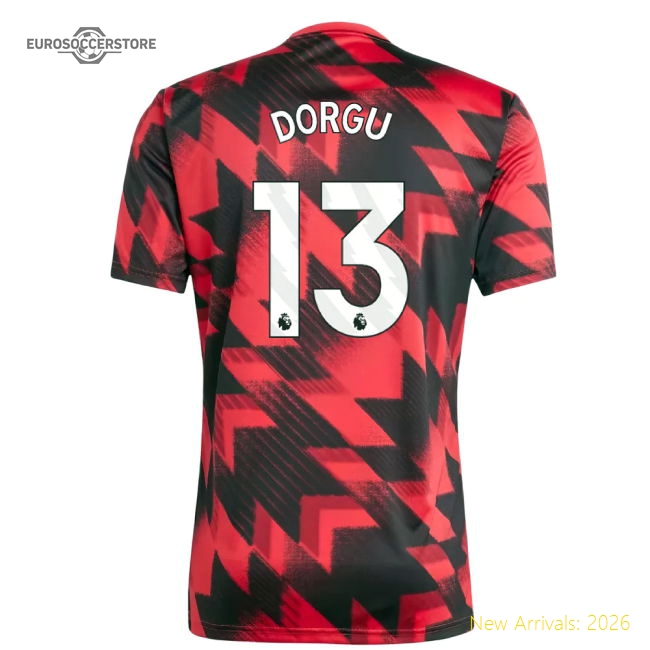 2025-2026 Man Utd Pre-Match Shirt (Red) (Dorgu 13)-Vantage Point Soccer
