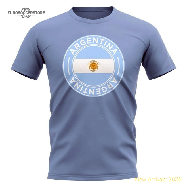 Argentina Football Badge T-Shirt (Sky)-Vantage Point Soccer