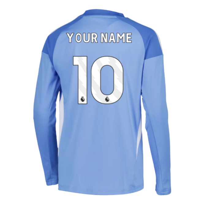 2025-2026 Leeds Home Long Sleeve Goalkeeper Shirt (Blue) - Kids (Your Name)-Vantage Point Soccer