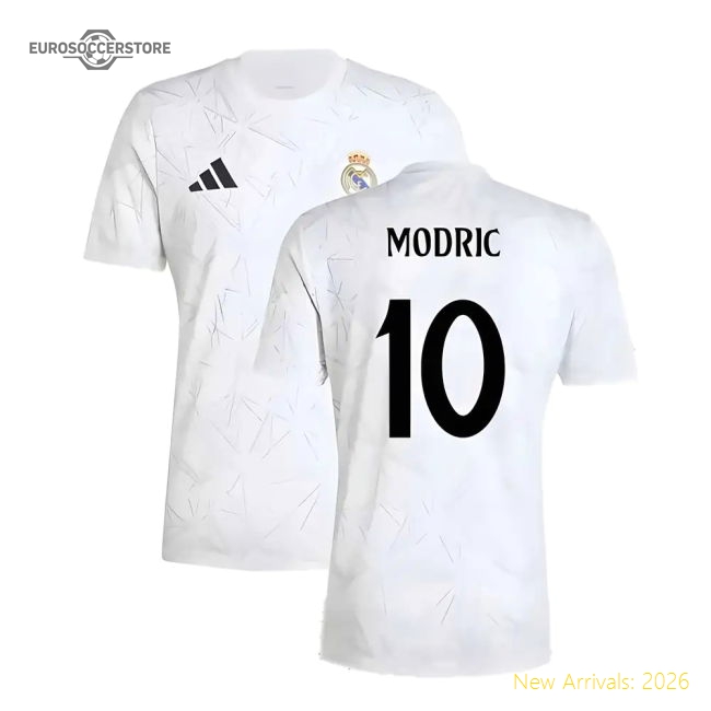 2024-2025 Real Madrid Pre-Match Shirt (White) (Modric 10)-Vantage Point Soccer