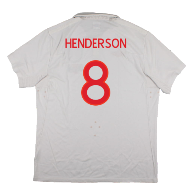 England 2009-10 World Cup Home shirt (XL) (Very Good) (HENDERSON 8)-Vantage Point Soccer