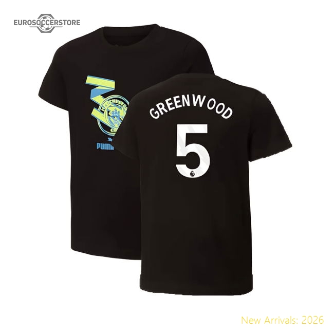 2024-2025 Man City ftblCulture Tee (Black) (Greenwood 5)-Vantage Point Soccer