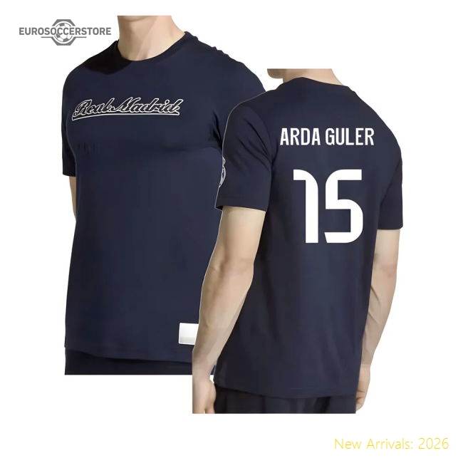 2025-2026 Real Madrid US Tee (Navy) (Arda Guler 15)-Vantage Point Soccer