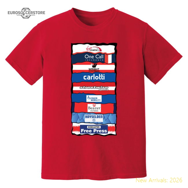 Doncaster Sponsor History T-Shirt (Red)-Vantage Point Soccer