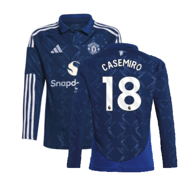 2024-2025 Man Utd Long Sleeve Away Shirt (Kids) (Casemiro 18)-Vantage Point Soccer