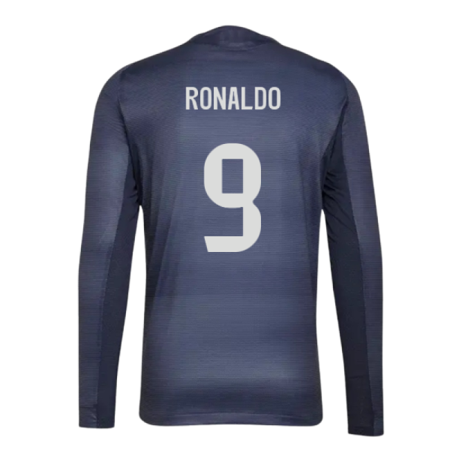2025-2026 Real Madrid Long Sleeve Away Shirt (Ronaldo 9)-Vantage Point Soccer