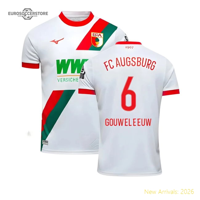 2025-2026 FC Augsburg Home Shirt (Gouweleeuw 6)-Vantage Point Soccer