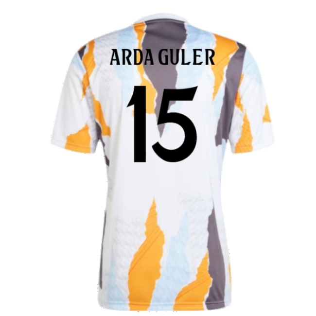 2024-2025 Real Madrid Pre-Match Shirt (White/Crew Orange) (Arda Guler 15)-Vantage Point Soccer