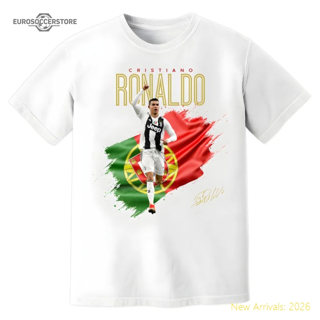 Cristiano Ronaldo Juventus Celebration T-Shirt (White)-Vantage Point Soccer