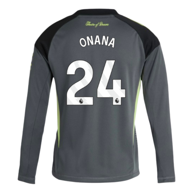 2025-2026 Man Utd Home Goalkeeper Shirt (Grey) - Kids (Onana 24)-Vantage Point Soccer