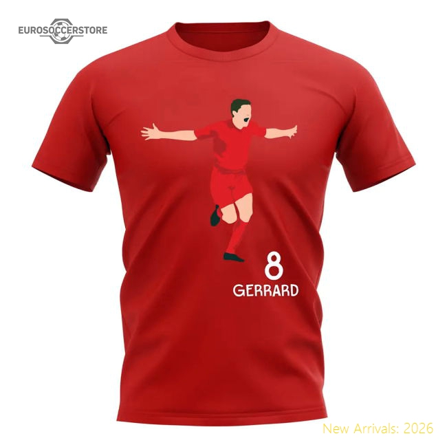 Steven Gerrard Liverpool Player Graphic T-Shirt (Red)-Vantage Point Soccer