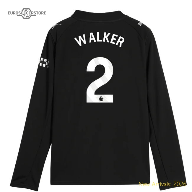 2025-2026 Man City Long Sleeve Away Shirt (Kids) (Walker 2)-Vantage Point Soccer