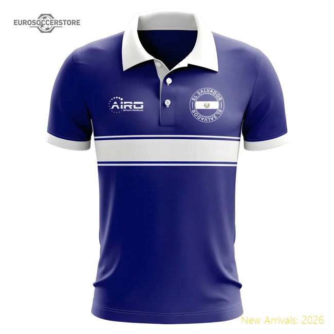El Salvador Concept Stripe Polo Shirt (Blue)-Vantage Point Soccer