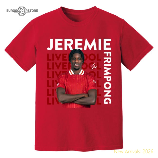 Jeremie Frimpong Liverpool New Signing T-Shirt (Red)-Vantage Point Soccer