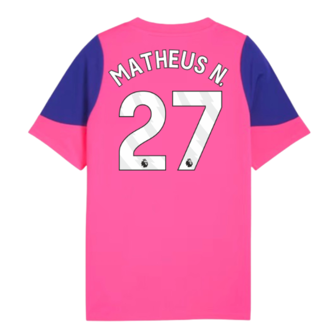 2025-2026 Man City Training Jersey (Fluro Pink) - Kids (Matheus N. 27)-Vantage Point Soccer