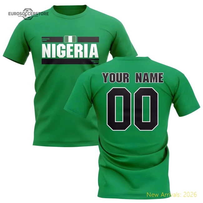 Personalised Nigeria Fan Football T-Shirt (green)-Vantage Point Soccer