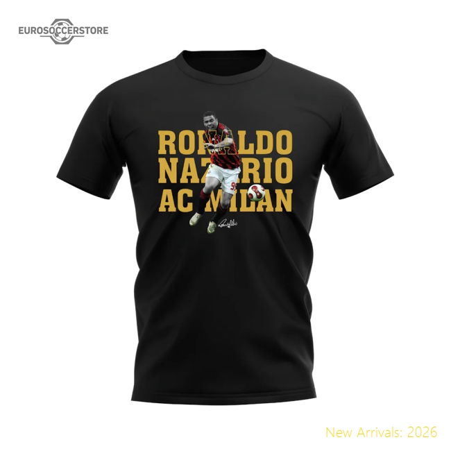 Ronaldo Nazario AC Milan Player Tee (Black)-Vantage Point Soccer