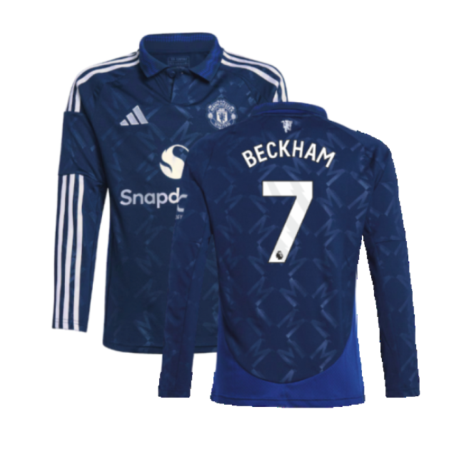 2024-2025 Man Utd Long Sleeve Away Shirt (Kids) (Beckham 7)-Vantage Point Soccer
