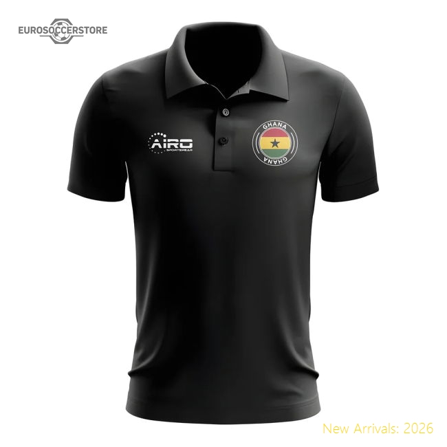 Ghana Football Polo Shirt (Black)-Vantage Point Soccer