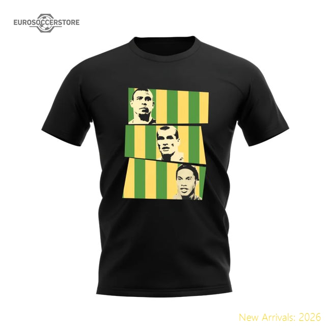 Ronaldo Rivaldo Ronaldinho Brazil Trio T-Shirt (Black)-Vantage Point Soccer