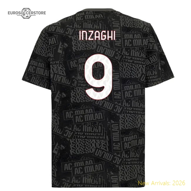 2025-2026 AC Milan ftblCulture Tee AOP (Black) (Inzaghi 9)-Vantage Point Soccer