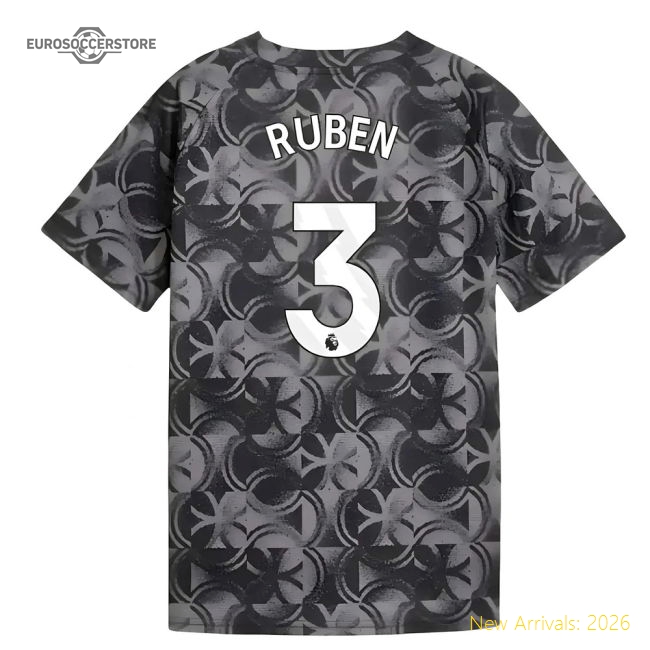 2025-2026 Man City Warm Up Jersey (Black) - Kids (Ruben 3)-Vantage Point Soccer