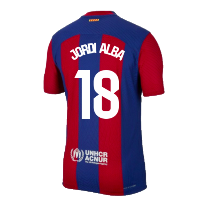 2023-2024 Barcelona Authentic Home Shirt (Jordi Alba 18)-Vantage Point Soccer