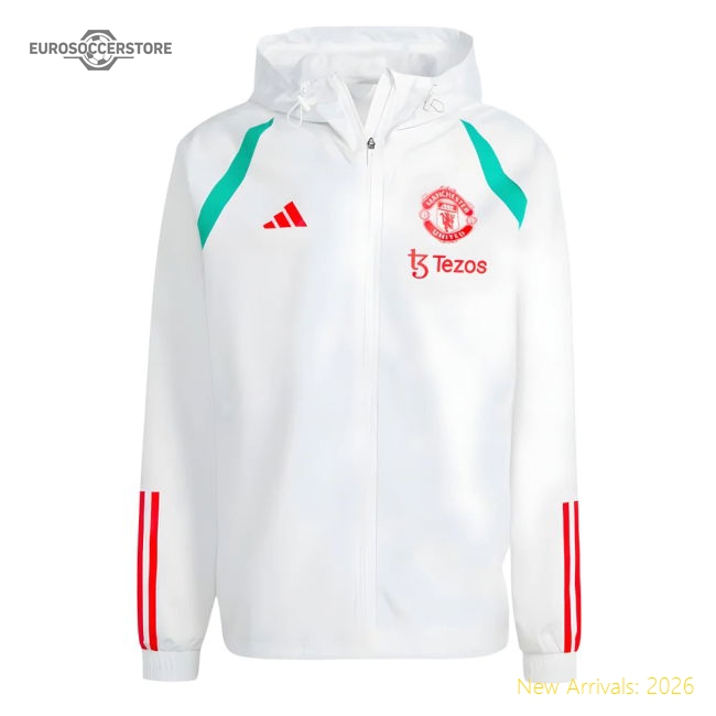 2023-2024 Man Utd Allweather Jacket (White)-Vantage Point Soccer