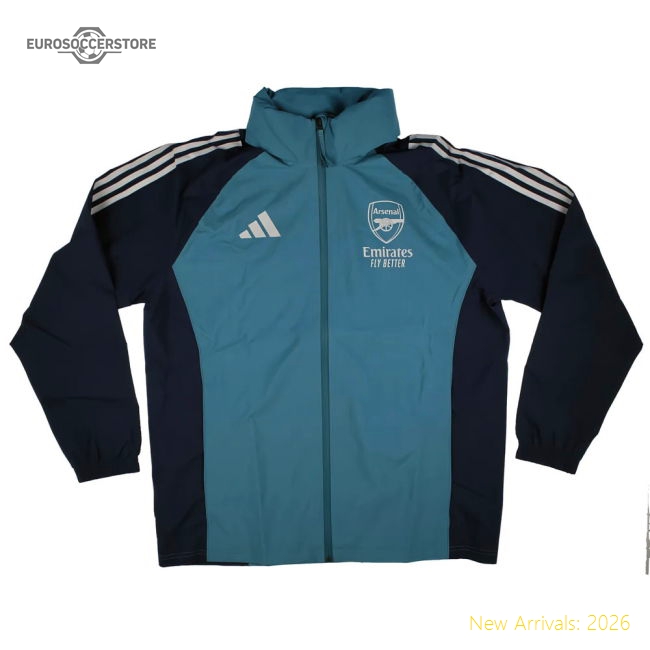 2025-2026 Arsenal Rain Jacket (Blanch Blue)-Vantage Point Soccer