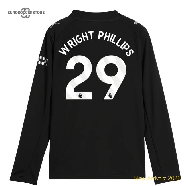 2025-2026 Man City Long Sleeve Away Shirt (Kids) (Wright Phillips 29)-Vantage Point Soccer