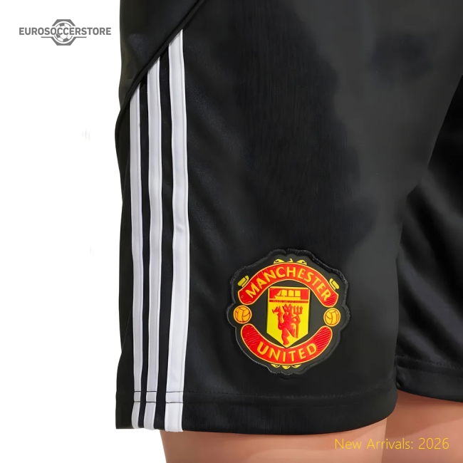 2025-2026 Man Utd Home Shorts (Black) - Kids-Vantage Point Soccer