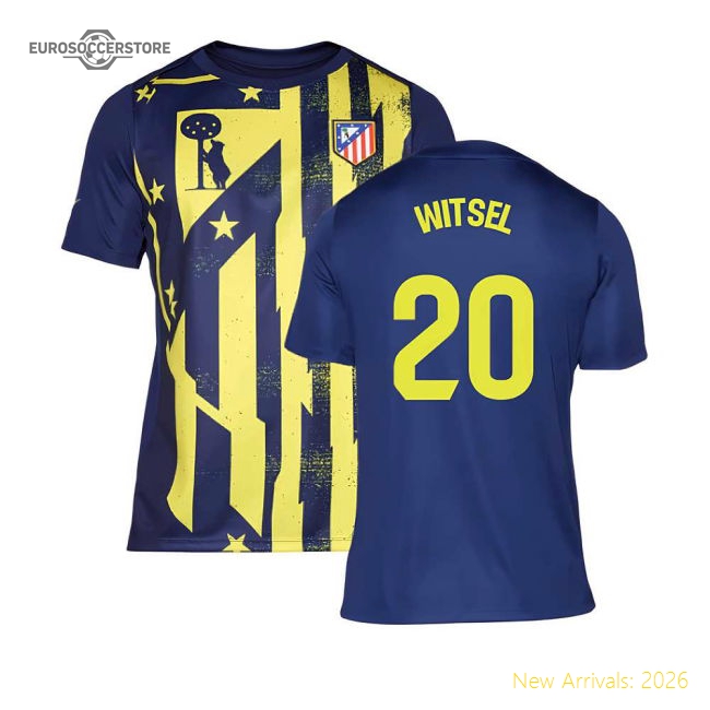2025-2026 Atletico Madrid Pre-Match Shirt (Blue-Yellow) (Witsel 20)-Vantage Point Soccer