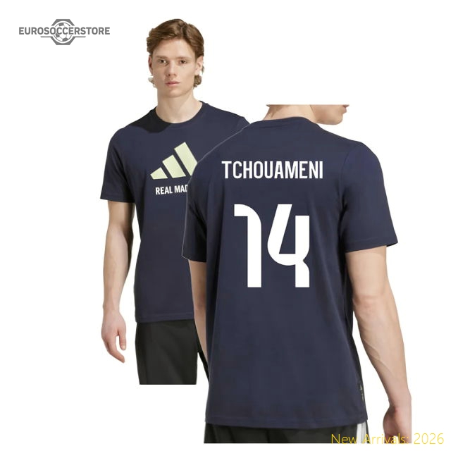 2025-2026 Real Madrid Seasonal Graphic Tee (Legend Ink) (Tchouameni 14)-Vantage Point Soccer
