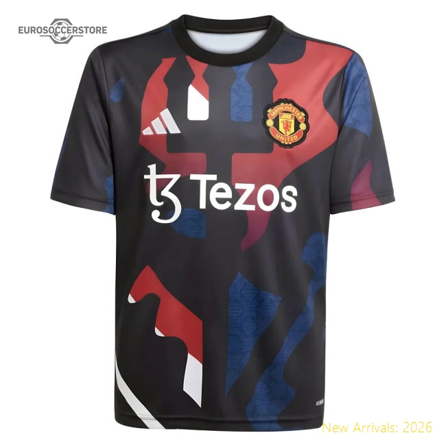 2024-2025 Man Utd Pre-Match Jersey (Black) - Kids-Vantage Point Soccer